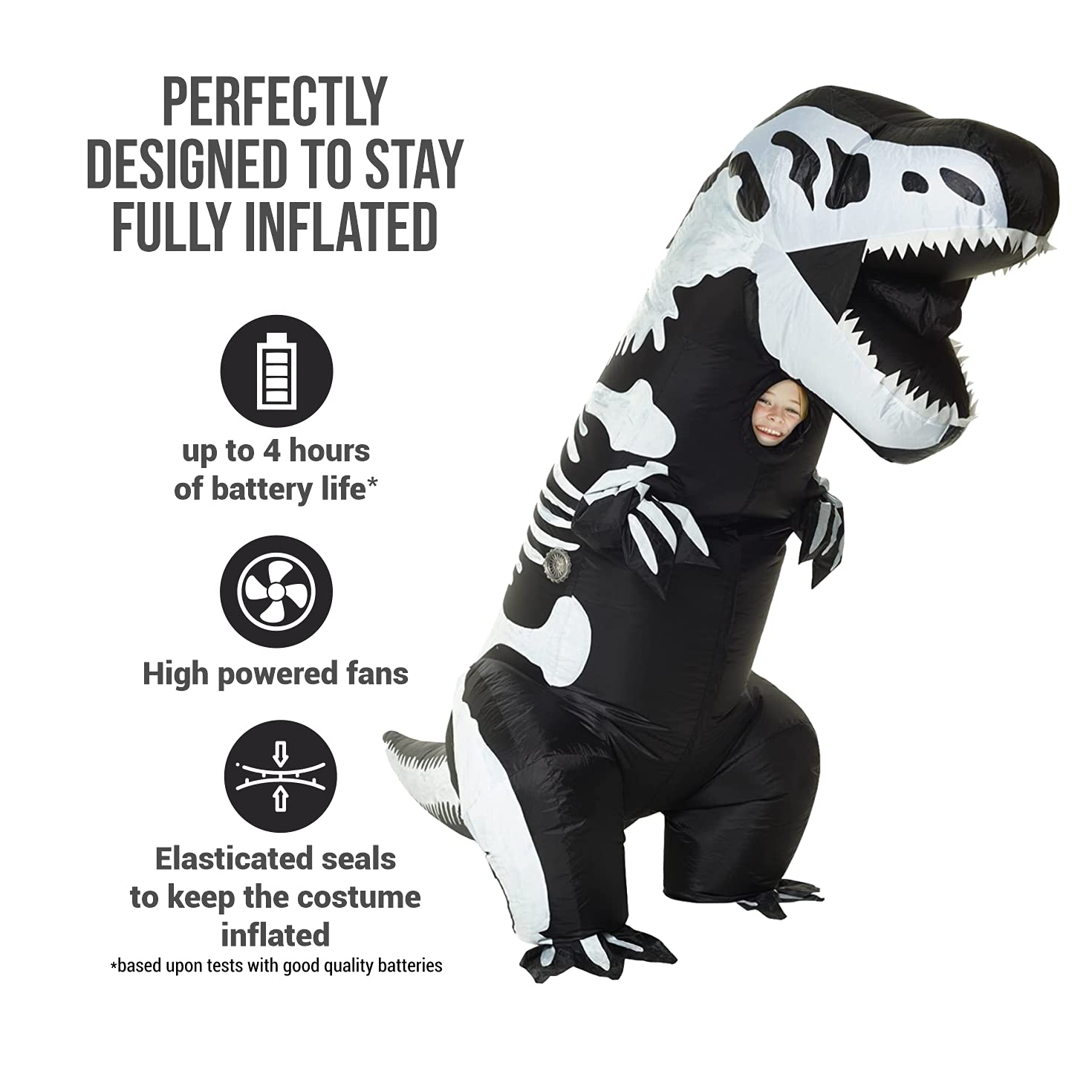 Skeleton T-Rex Inflatable Child Costume - Image 2