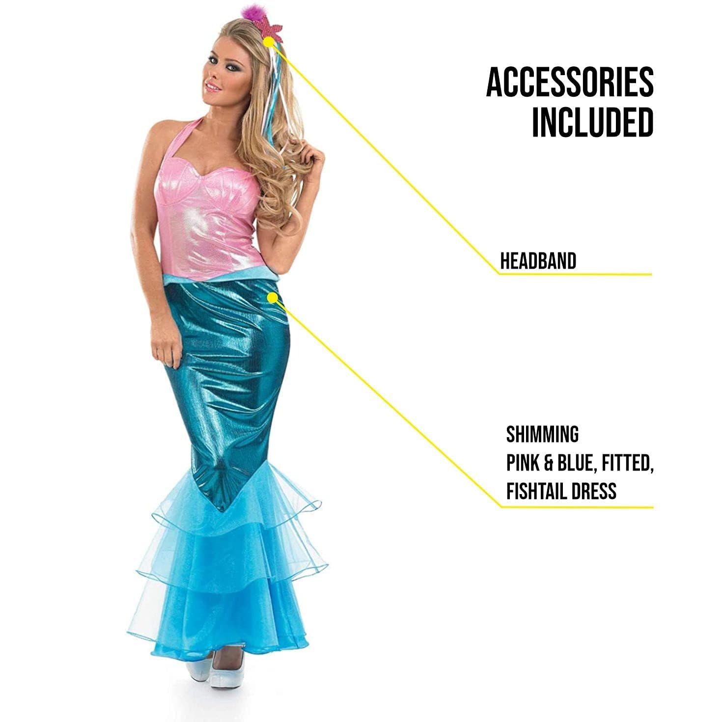 Womens Mermaid Costume Adults Magical Fish Princess Dress - Image 3